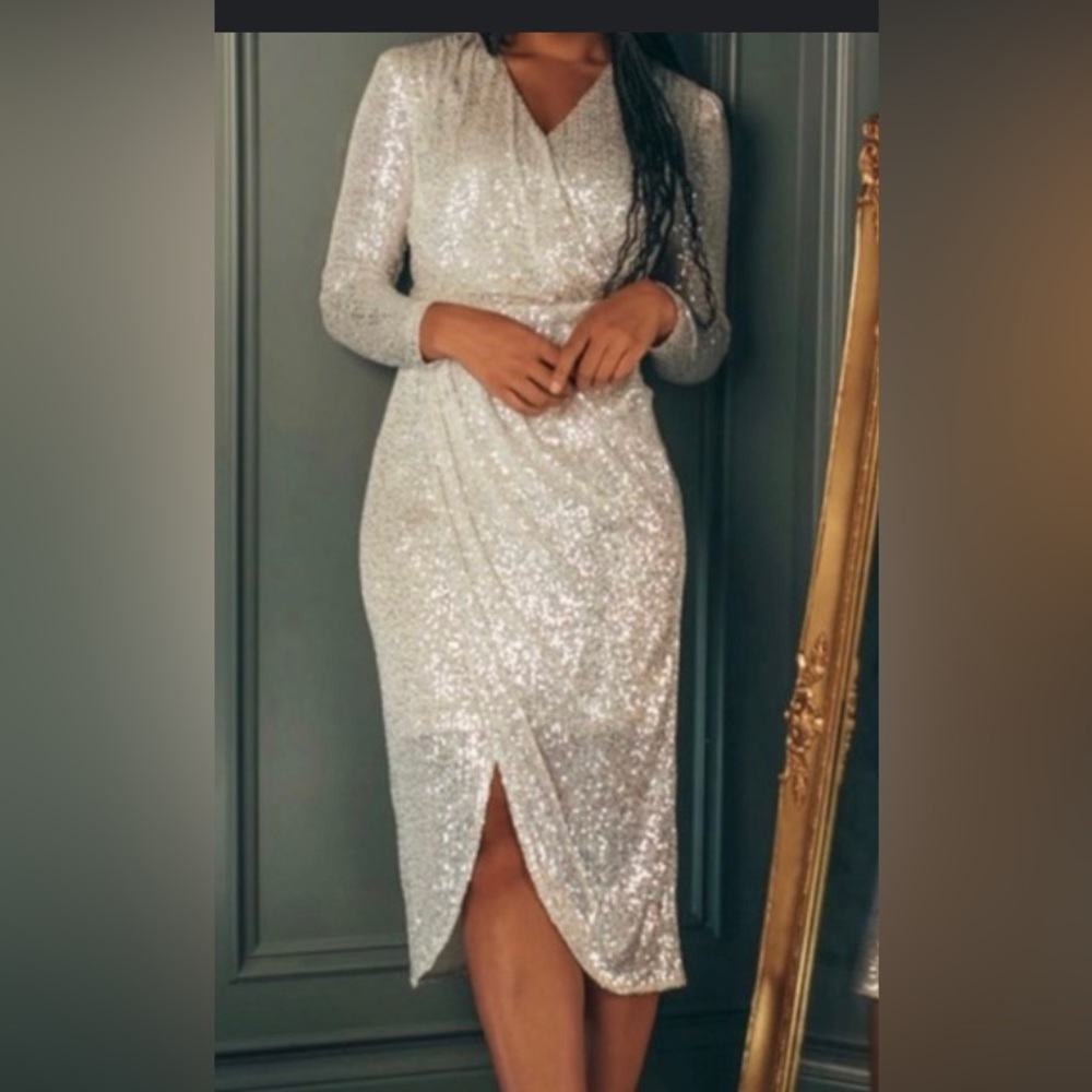 Ivy City Gold Sequin Wrap Dress